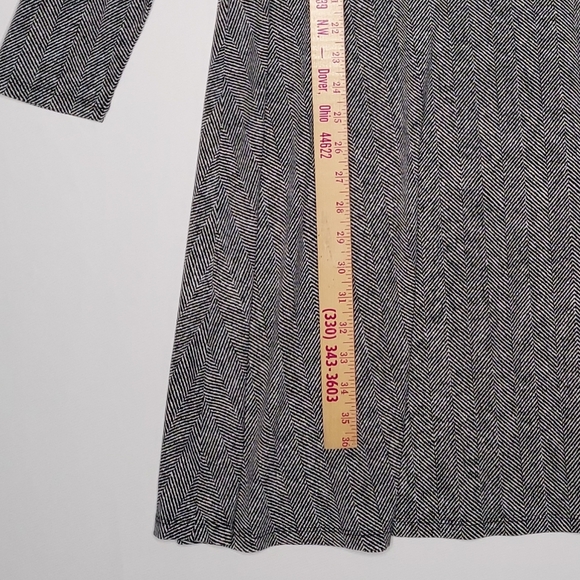 Michael Kors Dress 2X Black White Chevron Stretch Long‎ Sleeve Scoop Neck Zip - Picture 5 of 8